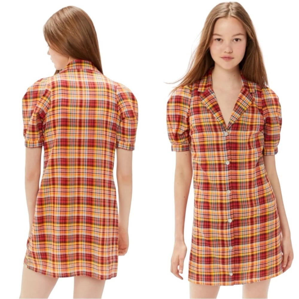 Urban Outfitters Plaid Mini Shirt Dress